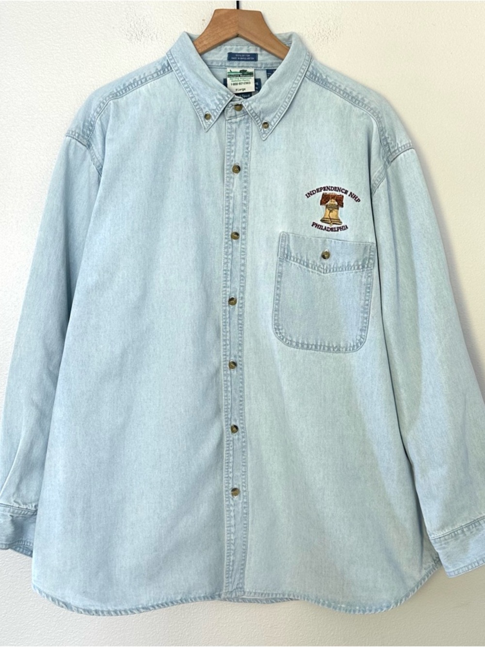 Vintage All Sport Embroidered Liberty Bell Denim 90's Shirt National Park Cotton